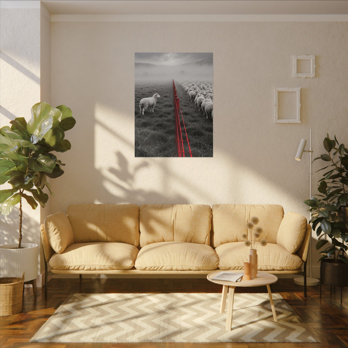 Lone Lamb - Black and White Wall Art | Canvas