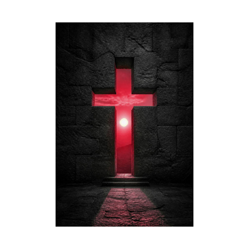 Light Through Stone - Modern Cross Wall Art | Matte Poster