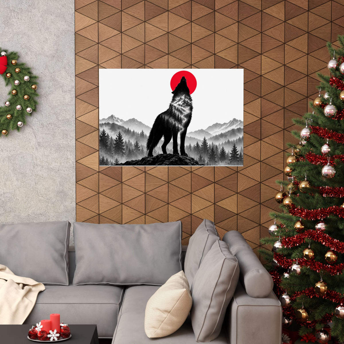 Howling Wolf - Dark Wall Art | Matte Poster (Landscape)