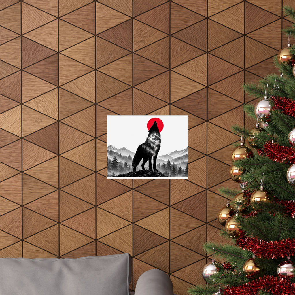Howling Wolf - Dark Wall Art | Matte Poster (Landscape)