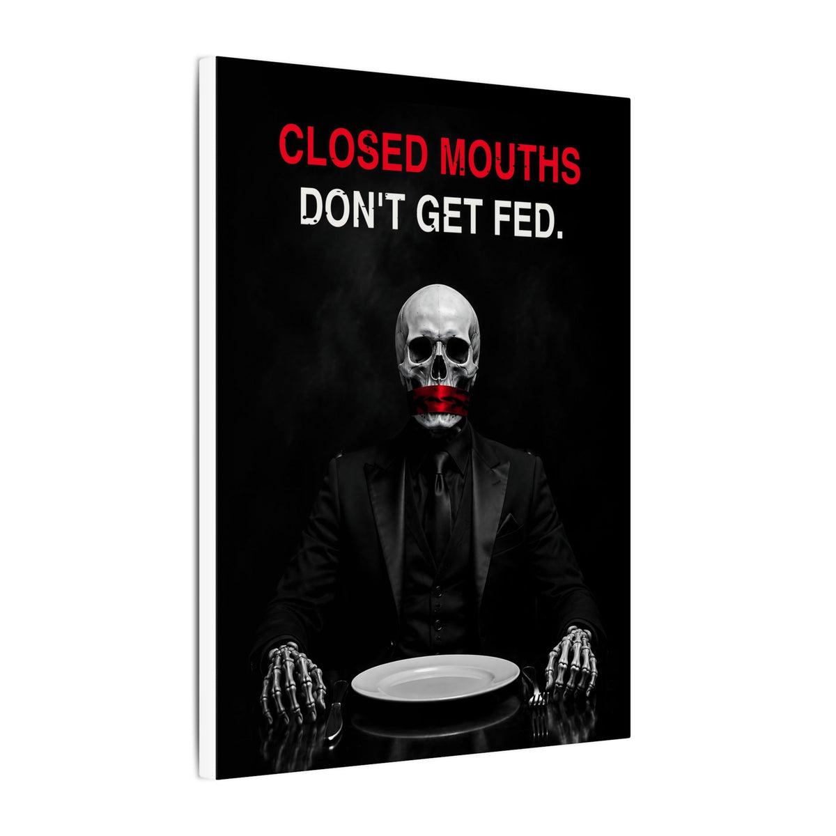 Closed Mouths - Dark Humor Wall Art | Canvas