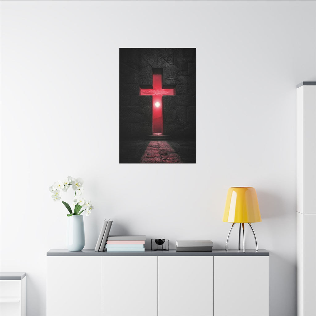 Light Through Stone - Modern Cross Wall Art | Canvas