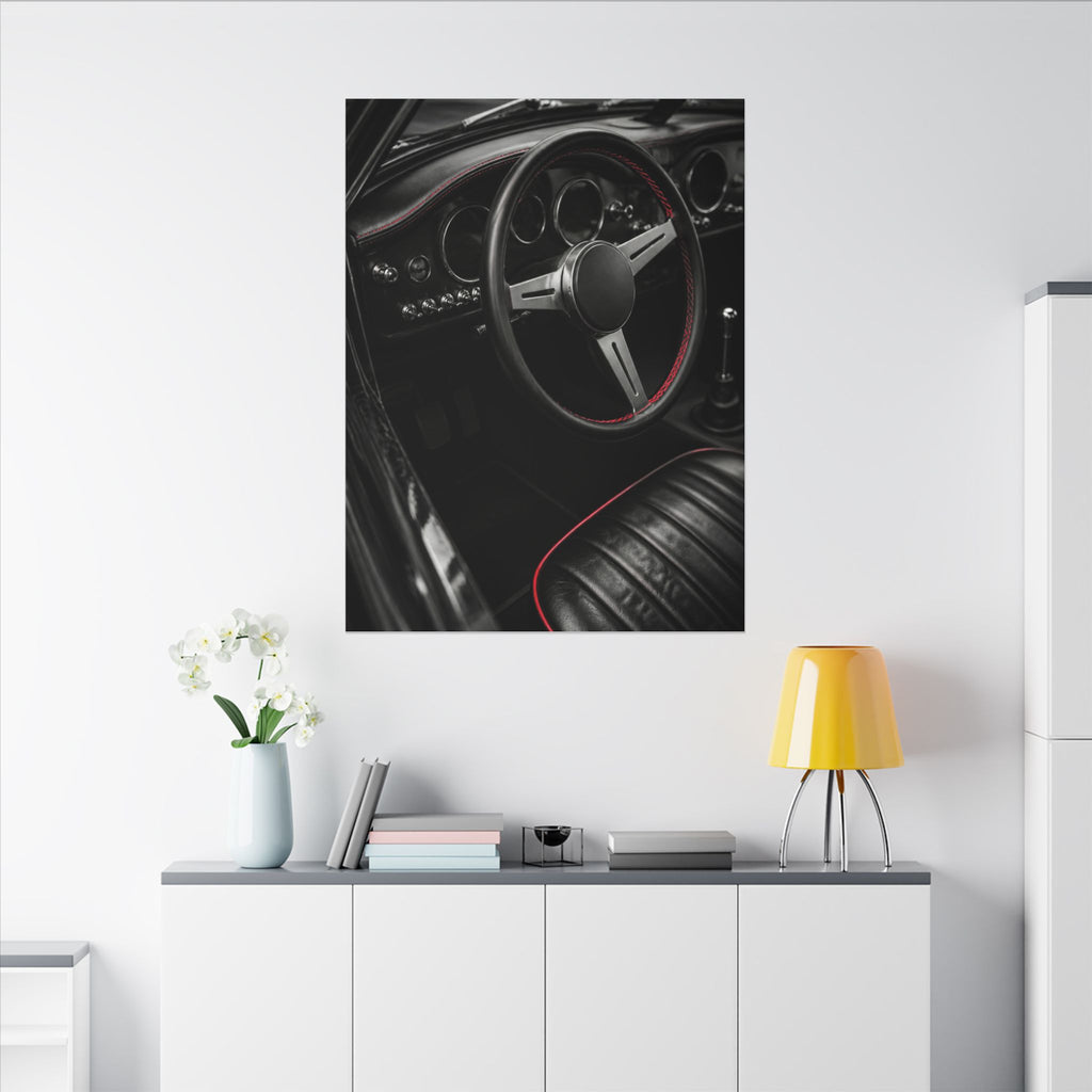 Red Stitch Cockpit - Classic Car Interior Wall Art | Canvas
