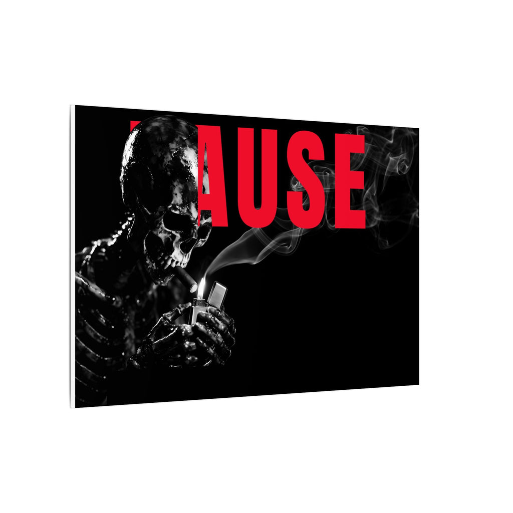 Pause (Landscape) - Smoking Skeleton Wall Art, Dark Gothic Man Cave | Canvas