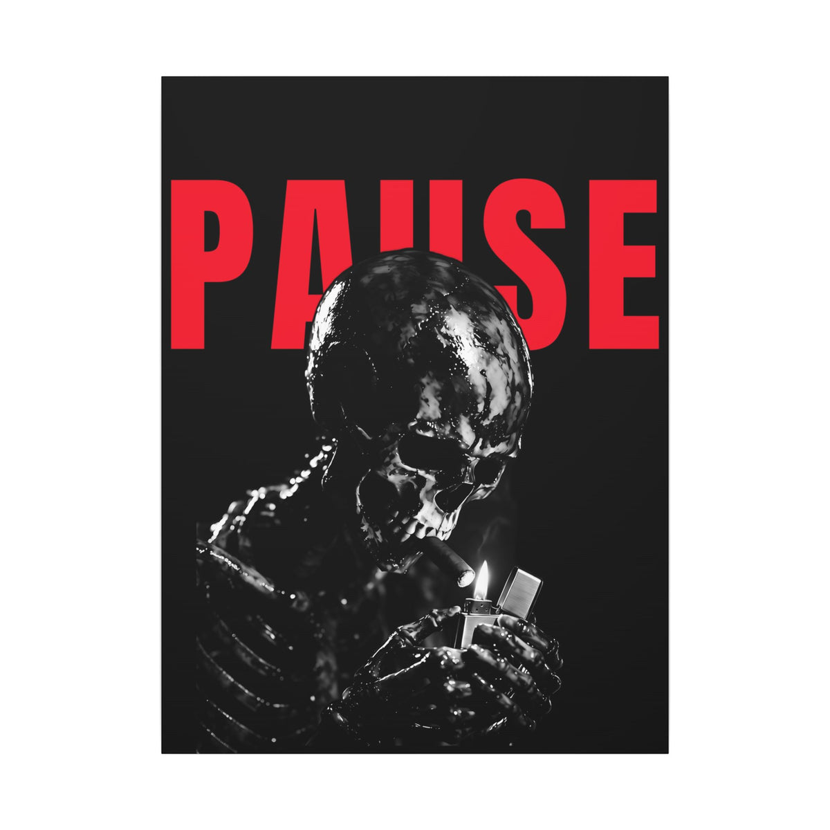 Pause - Smoking Skeleton Wall Art, Dark Gothic Man Cave | Canvas