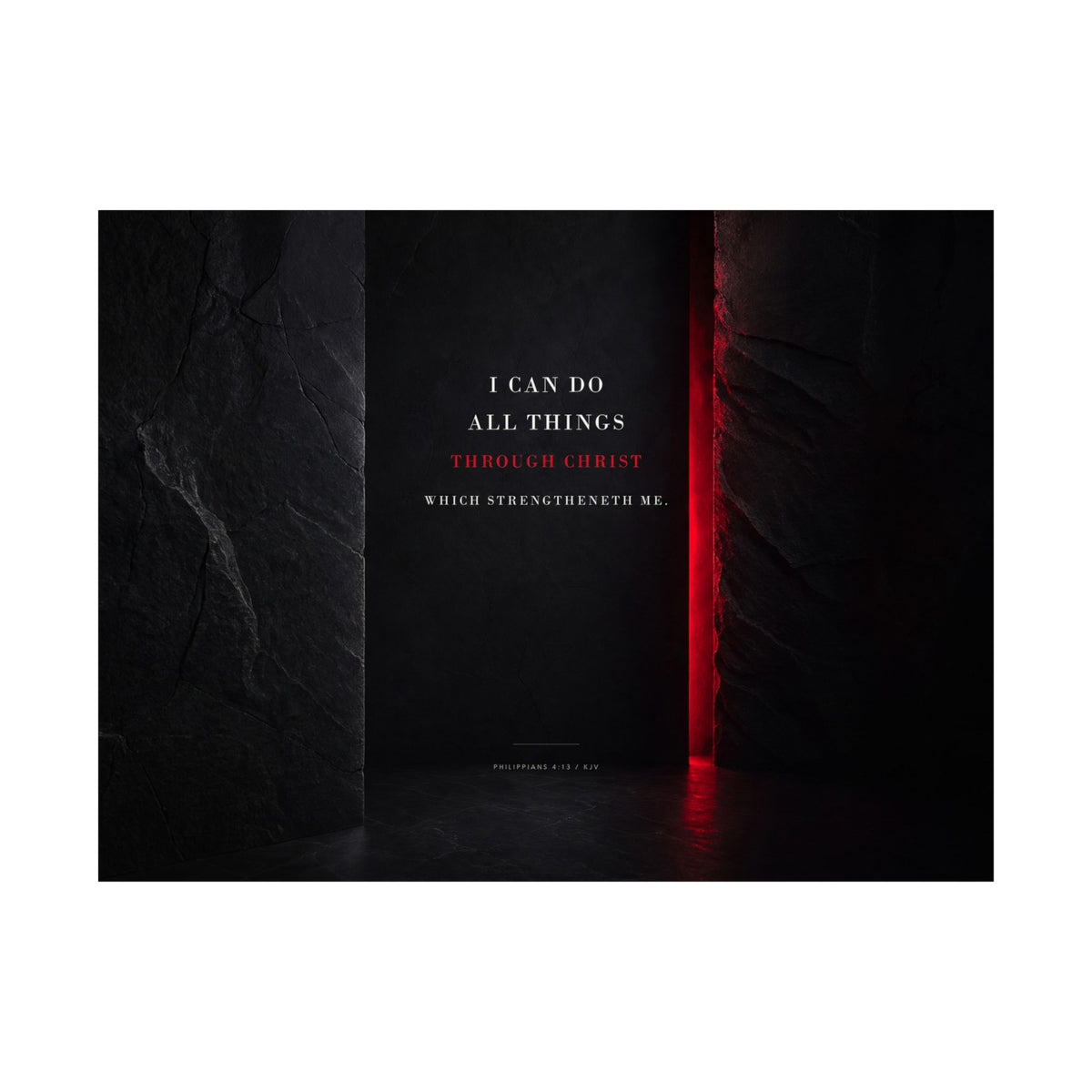 All Things Through Christ - Philippians 4:13 Scripture Wall Art | Matte Poster (Landscape)