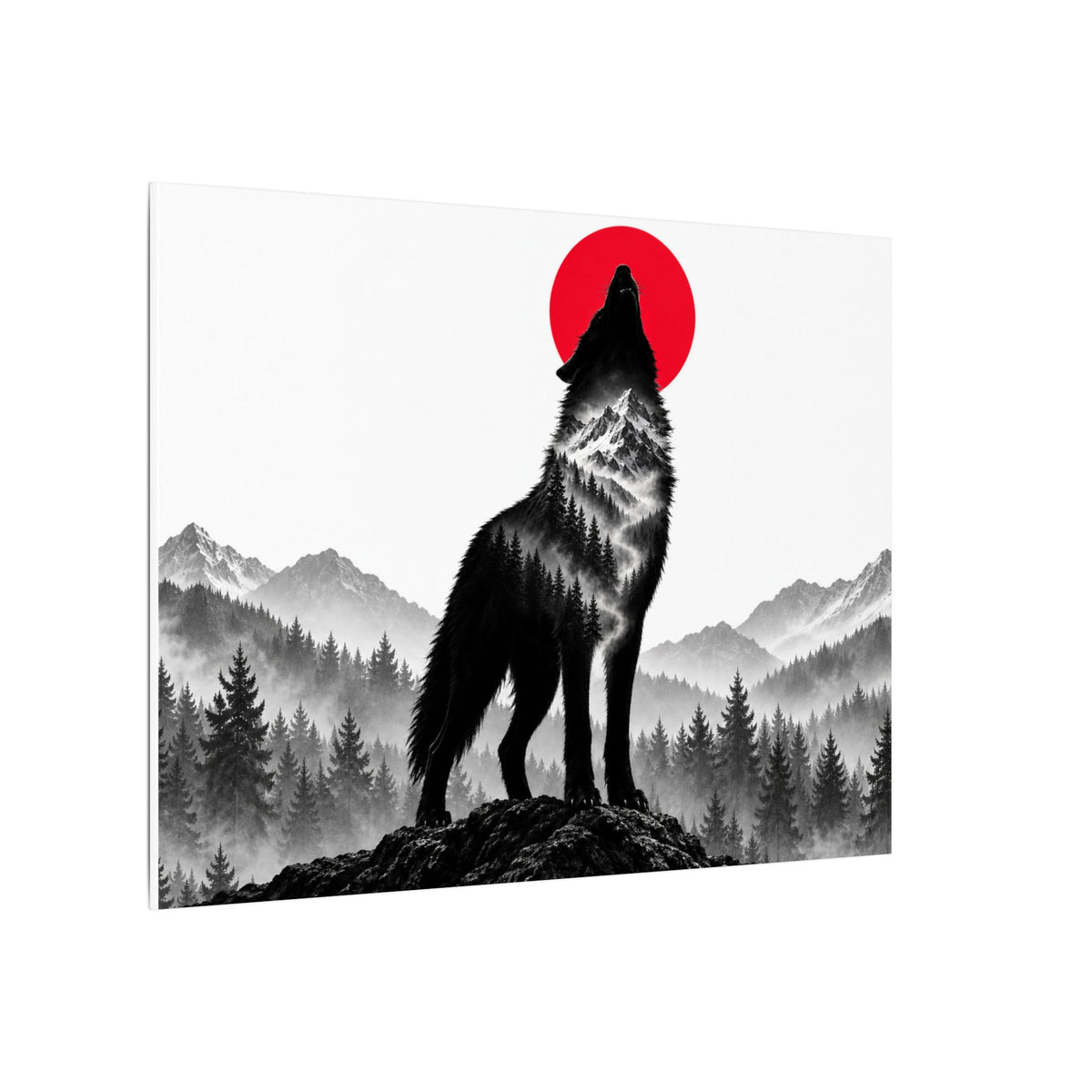 Howling Wolf - Dark Wall Art | Canvas (Landscape)