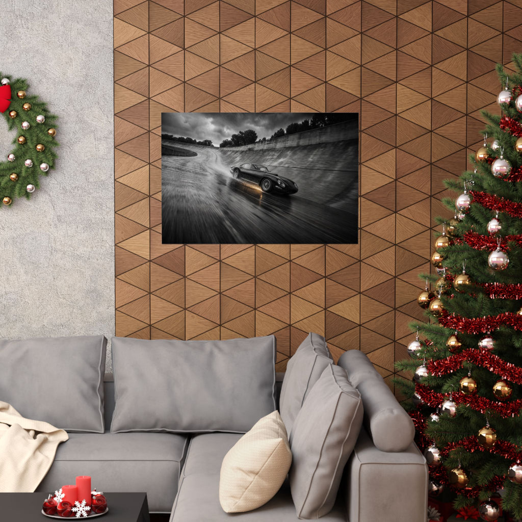 Banked in the Rain - Race Car Wall Art | Matte Poster (Landscape)