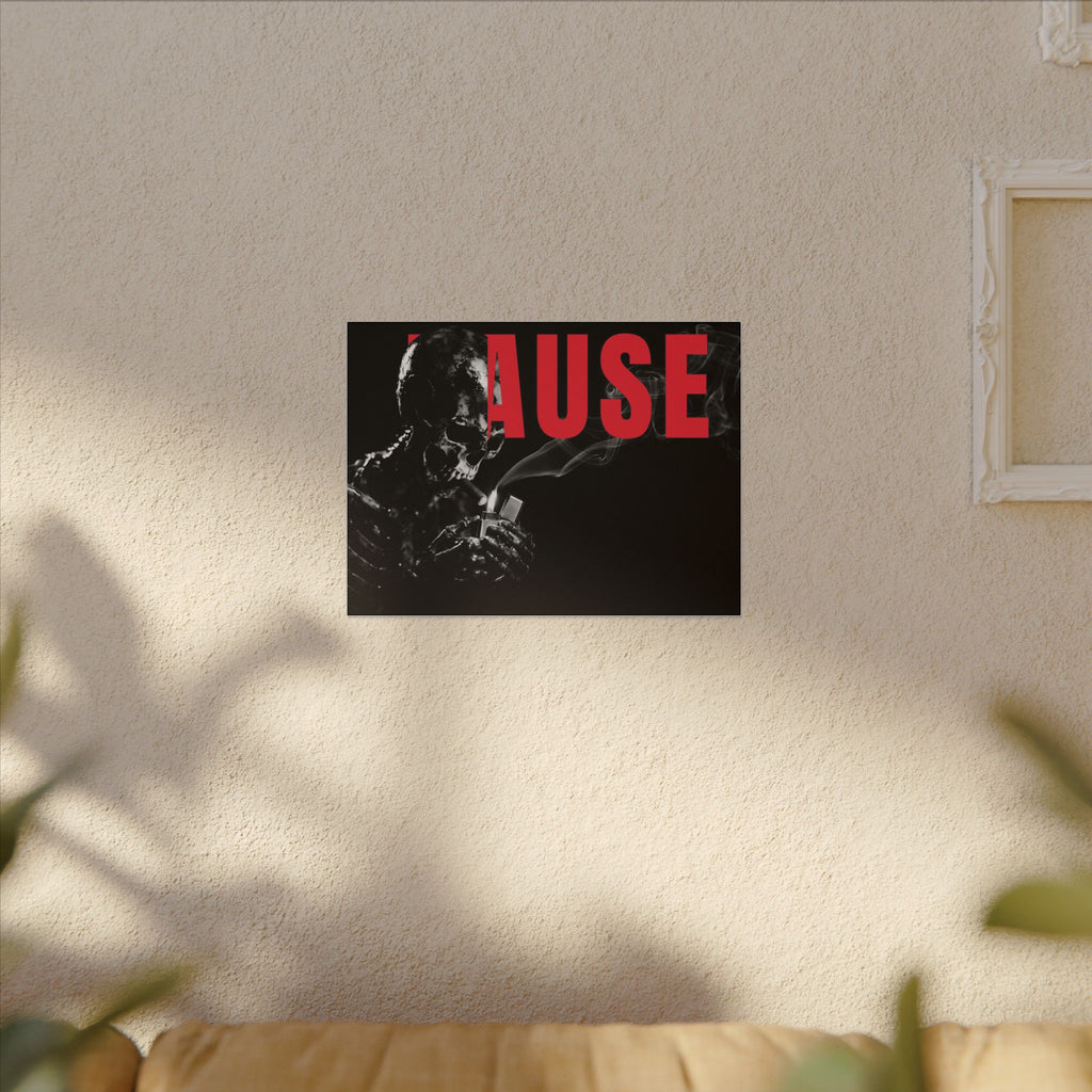 Pause (Landscape) - Smoking Skeleton Wall Art, Dark Gothic Man Cave | Canvas