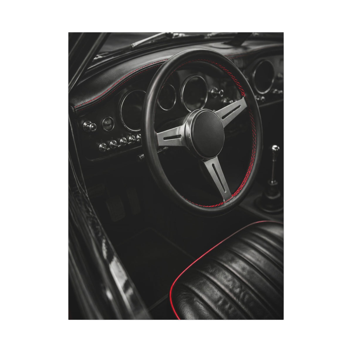 Red Stitch Cockpit - Classic Car Interior Wall Art | Canvas
