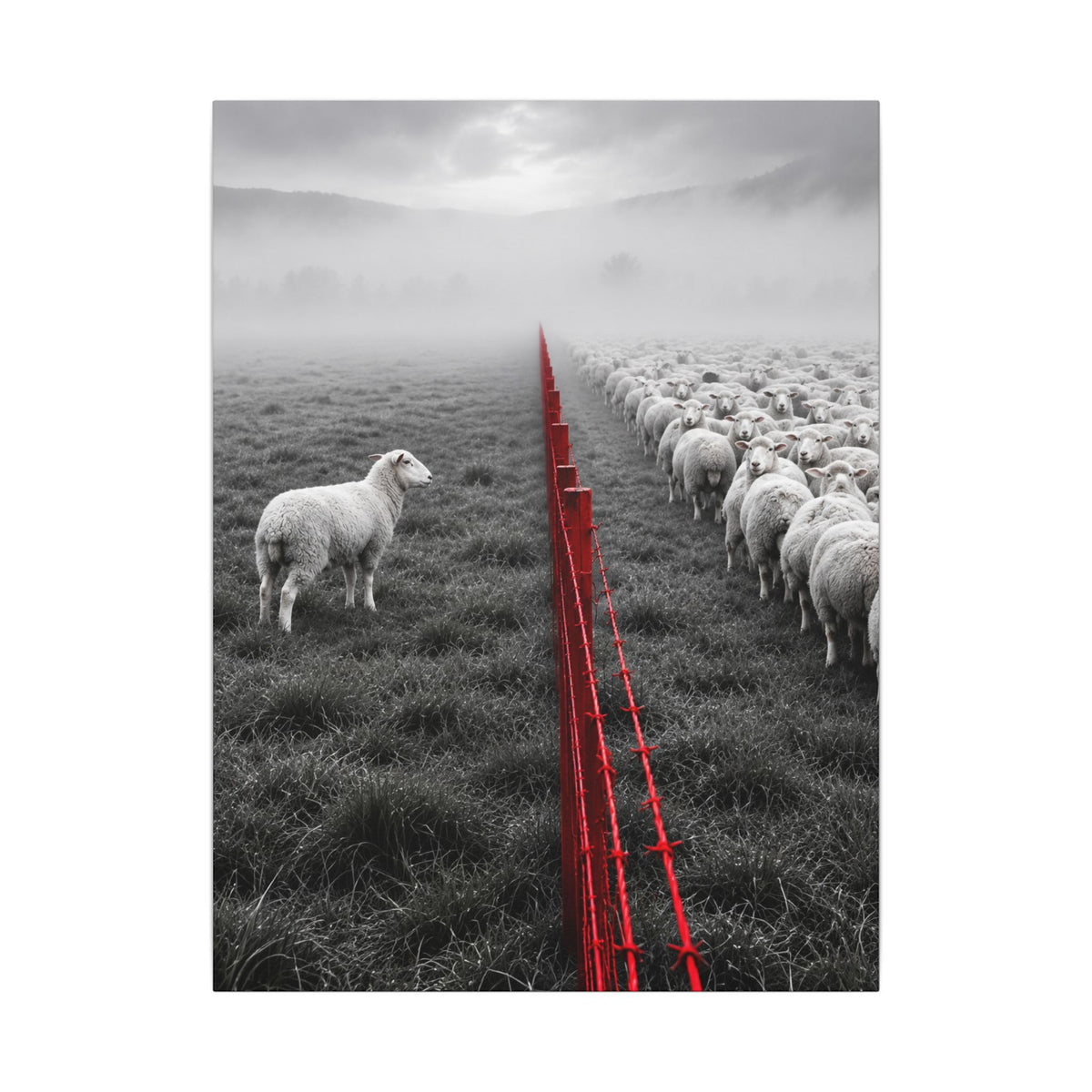 Lone Lamb - Black and White Wall Art | Canvas
