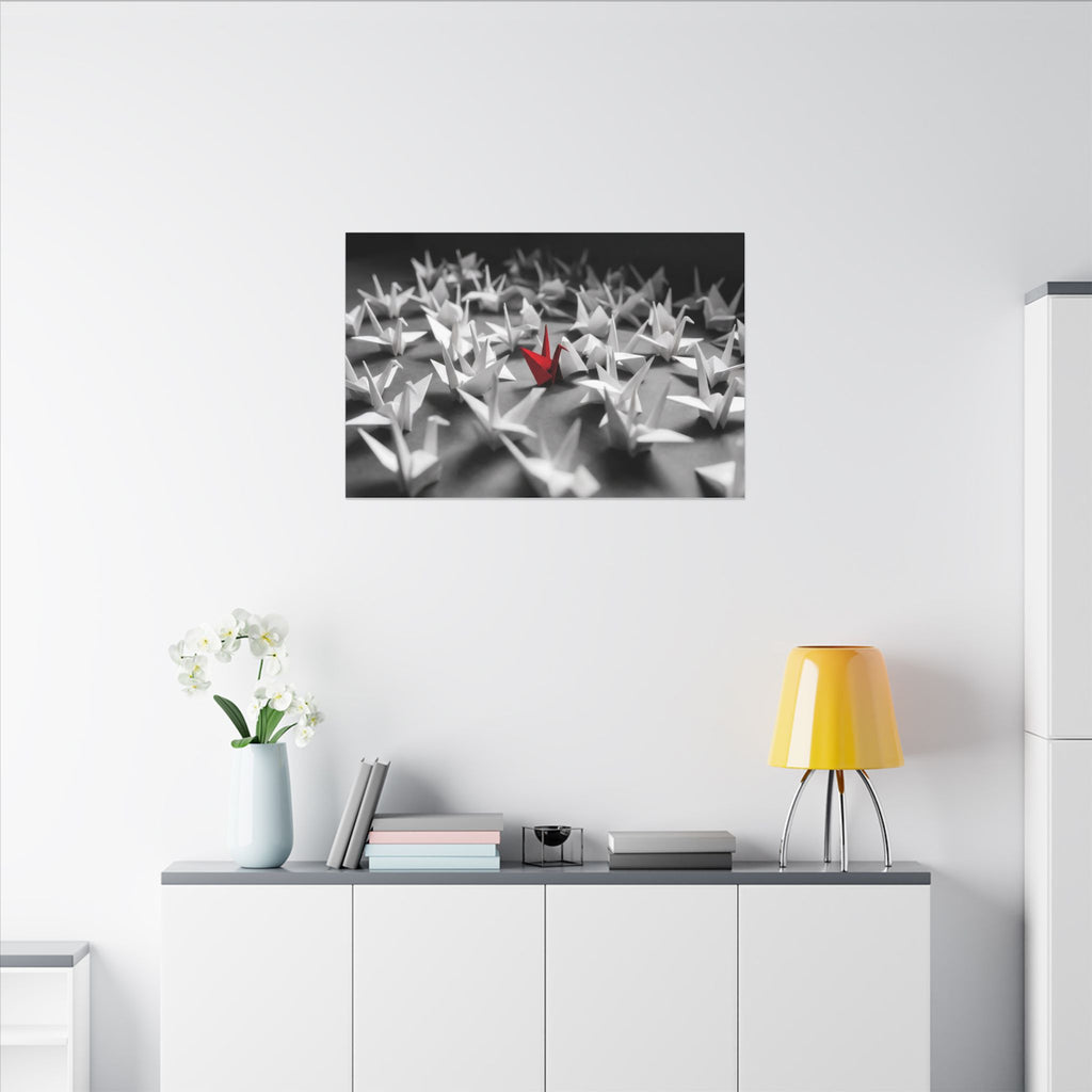 The Red Crane - Unique Wall Art For Office | Canvas (Landscape)