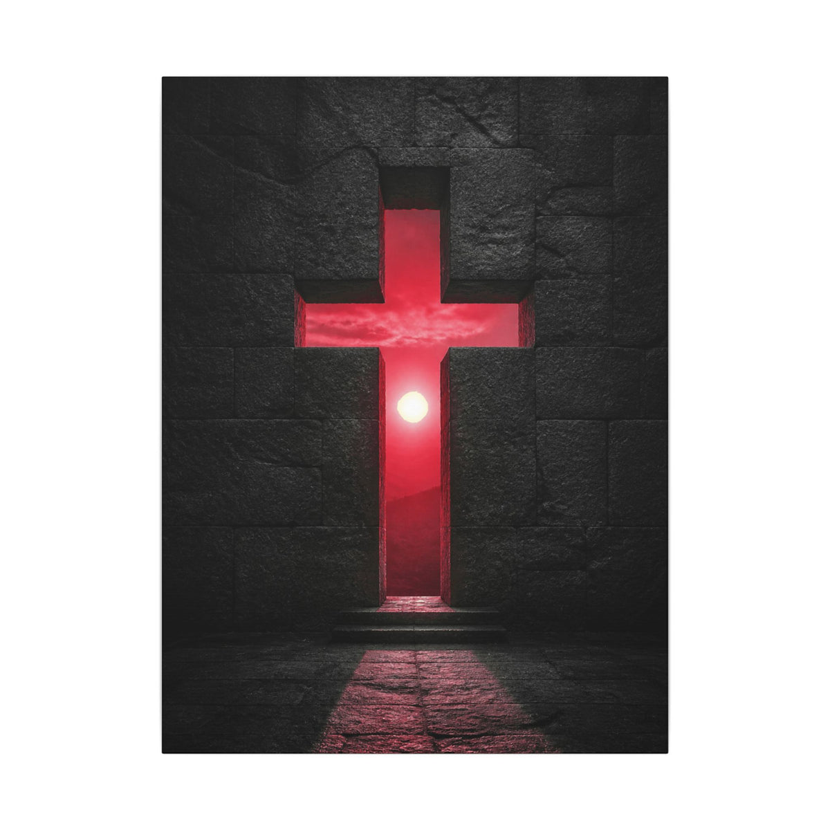 Light Through Stone - Modern Cross Wall Art | Canvas