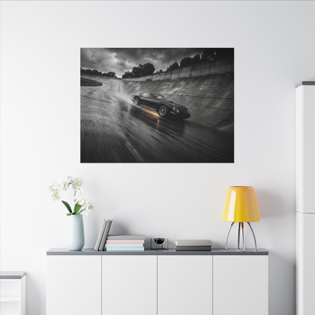Banked in the Rain - Race Car Wall Art | Canvas (Landscape)