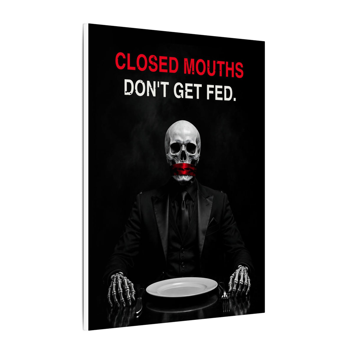 Closed Mouths - Dark Humor Wall Art | Canvas