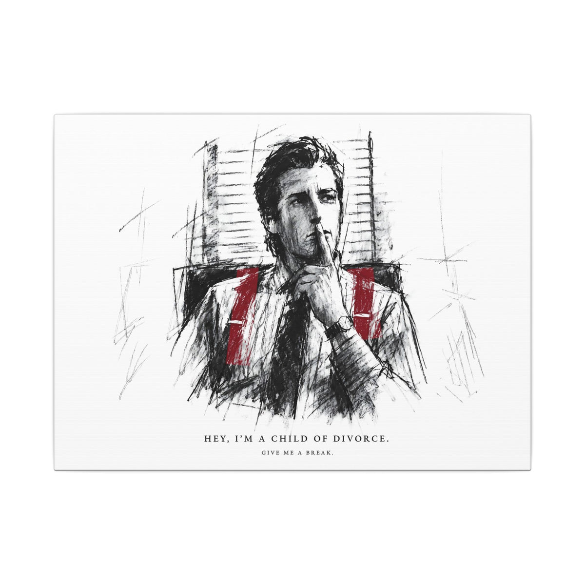 Child of Divorce Sketch - Dark Office Wall Art | Canvas (Landscape)