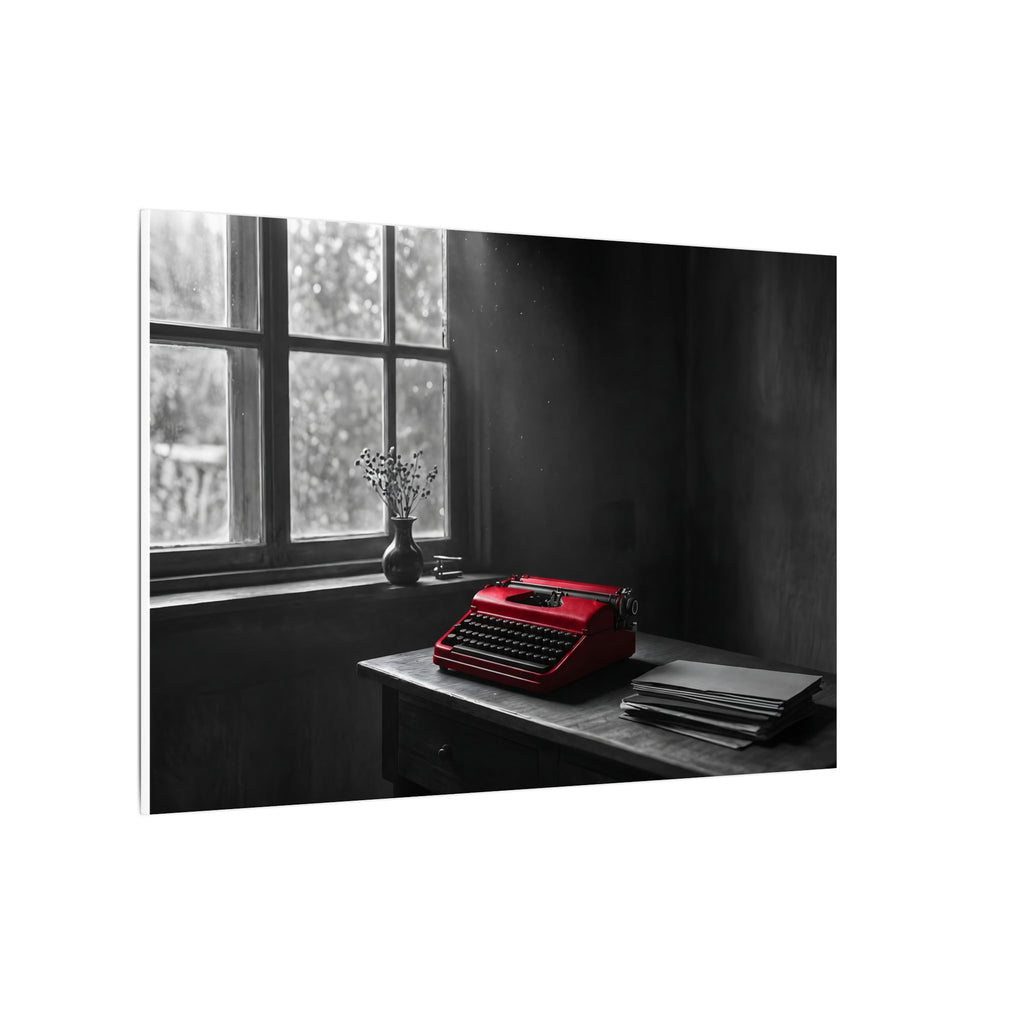 The Red Typewriter - Unique Office Wall Art | Canvas (Landscape)