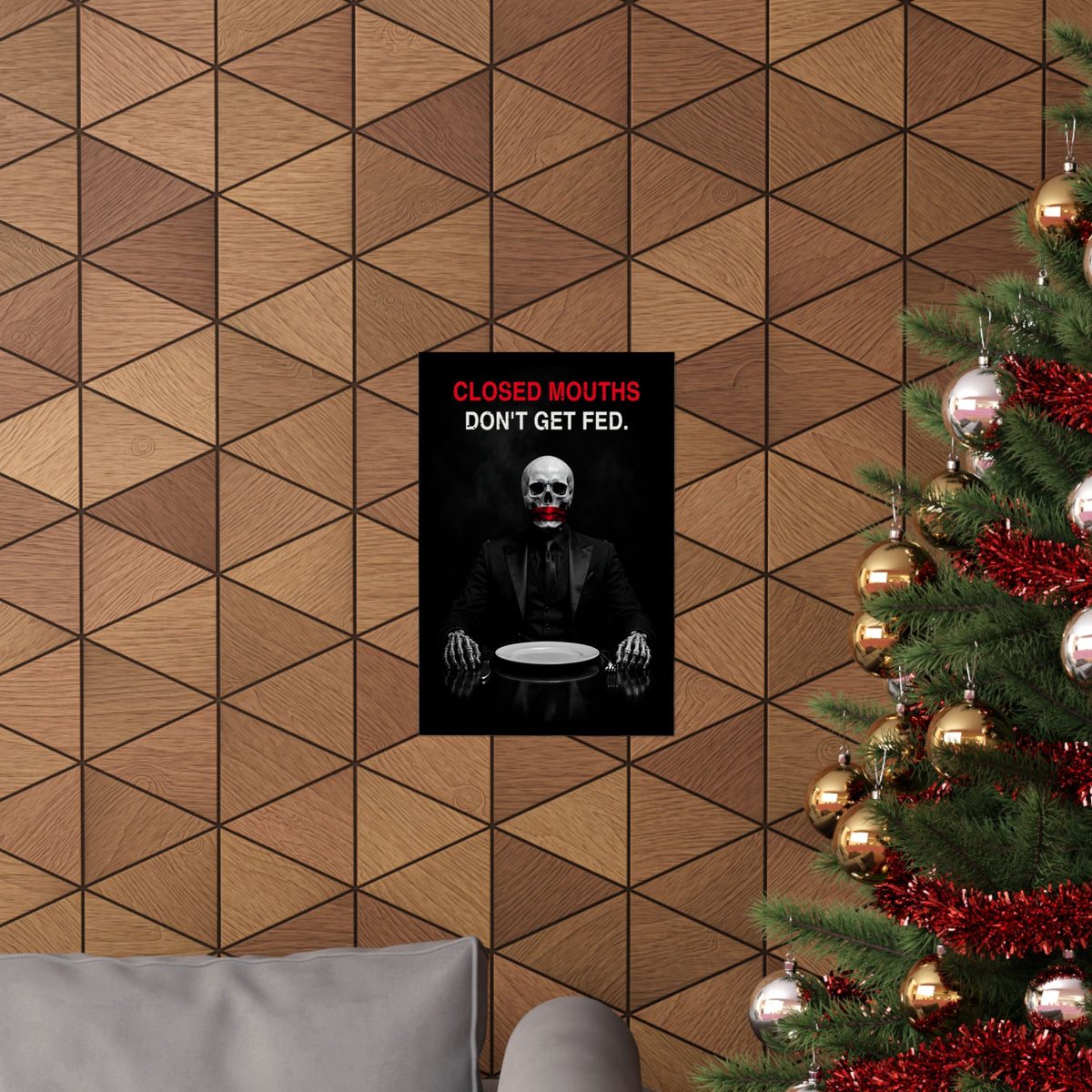 Closed Mouths - Dark Humor Wall Art | Matte Poster