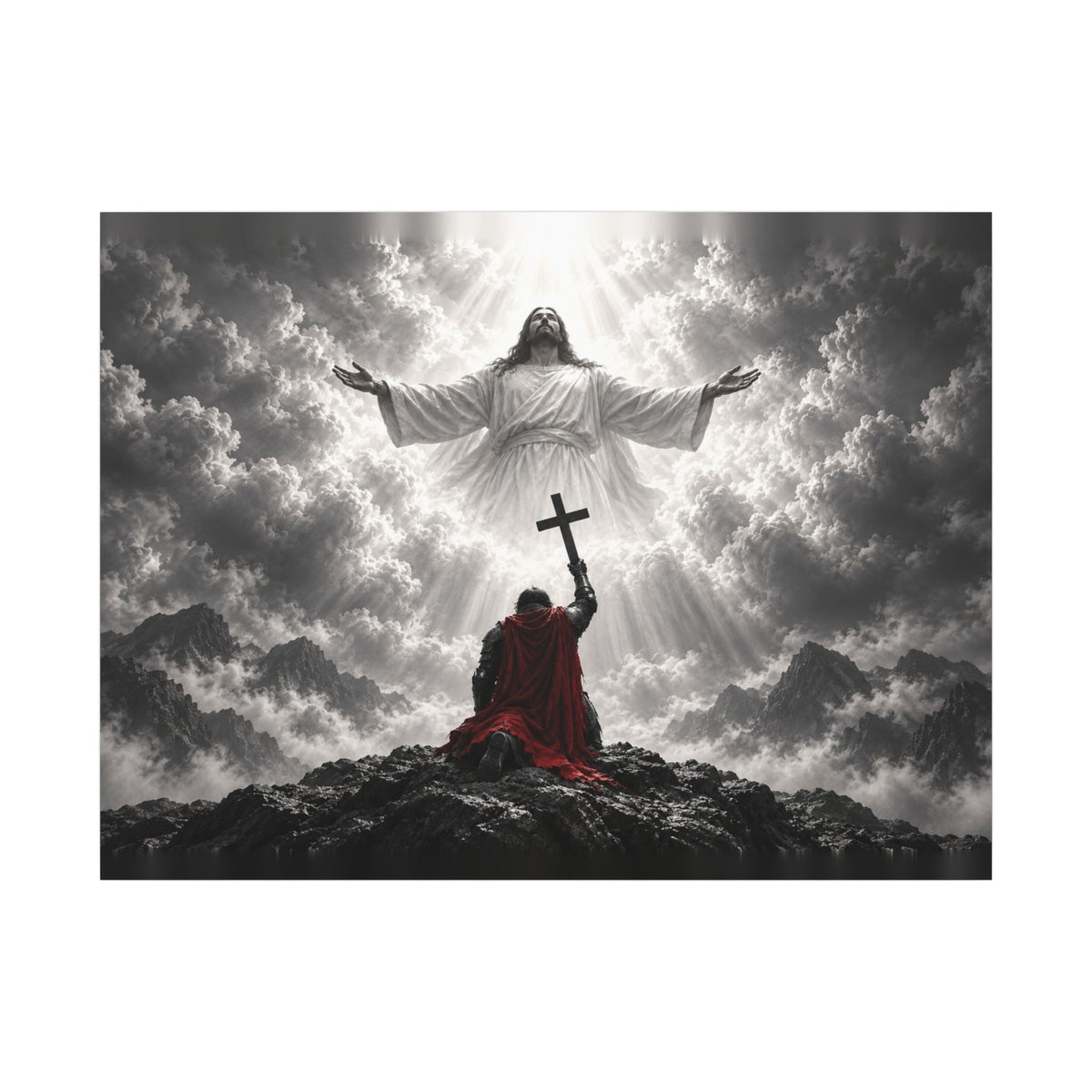 Jesus and the Warrior - Christian Wall Art | Canvas (Landscape)