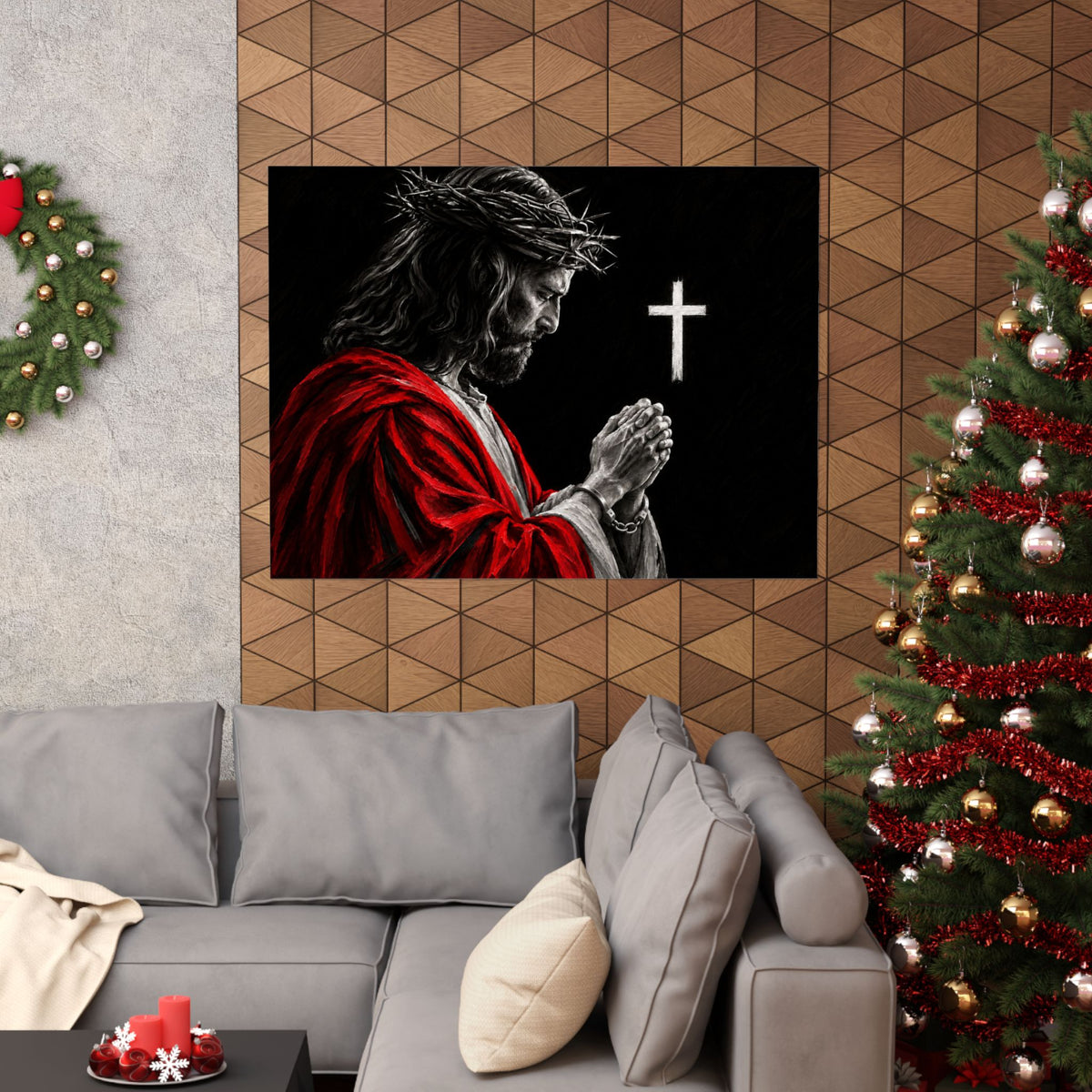 Praying Jesus - Christian Wall Art | Matte Poster (Landscape)