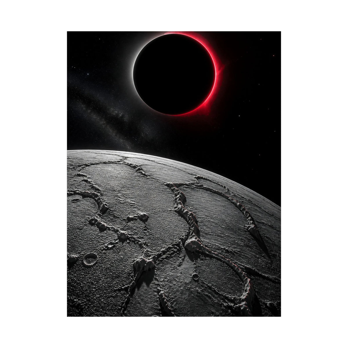 Red Eclipse - Moon Wall Art | Matte Poster