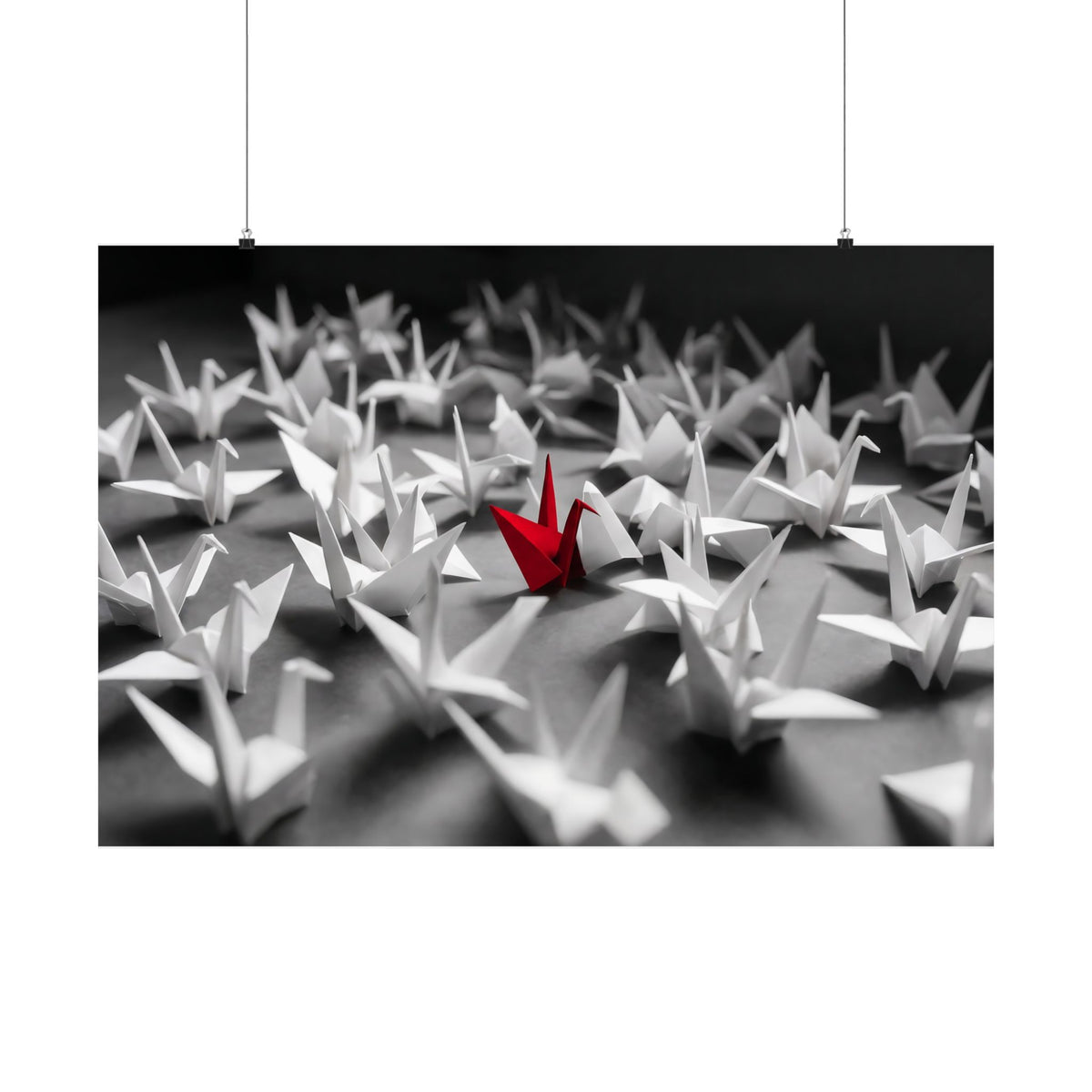 The Red Crane - Unique Wall Art For Office | Matte Poster (Landscape)