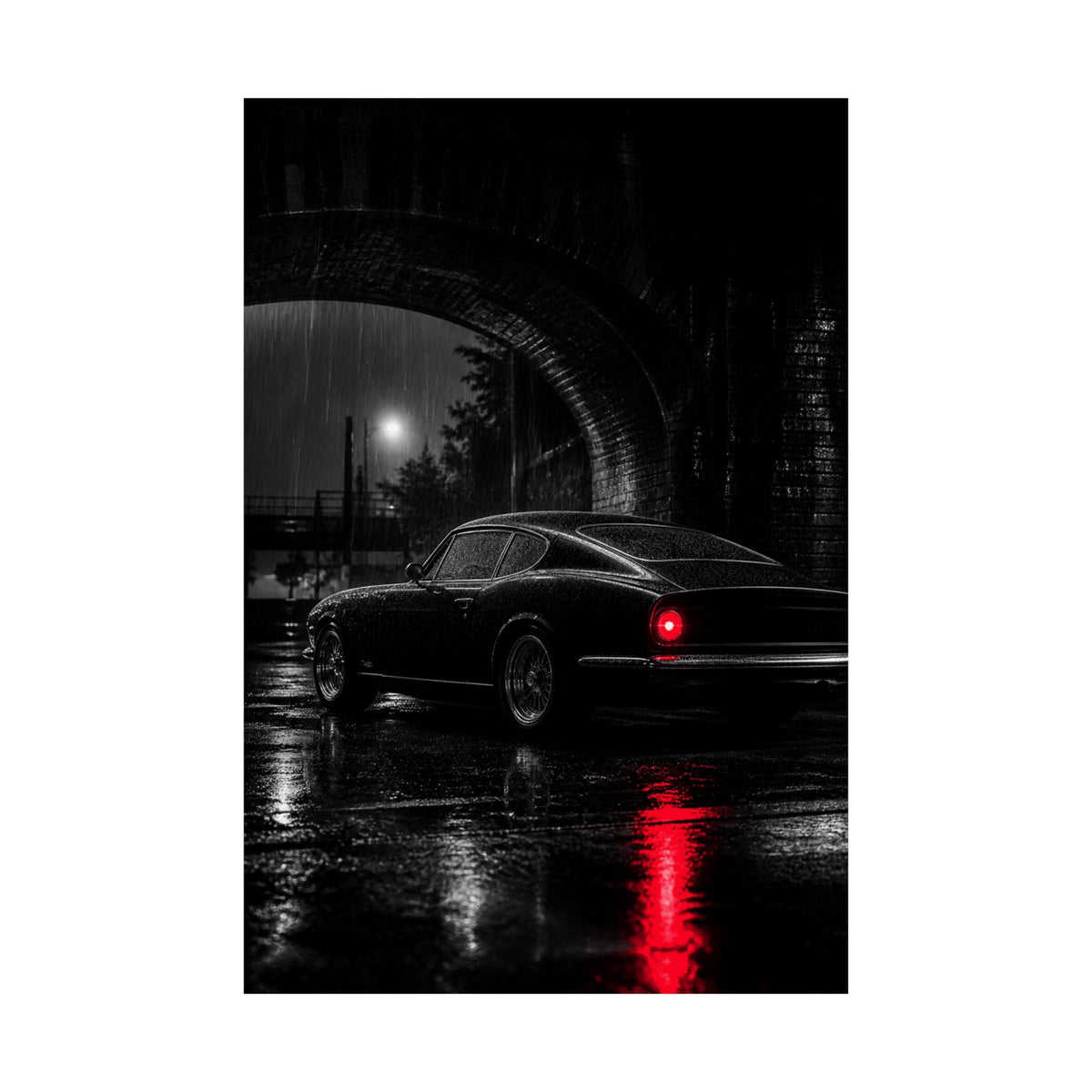Red Tail Night - Classic Car Wall Art | Matte Poster