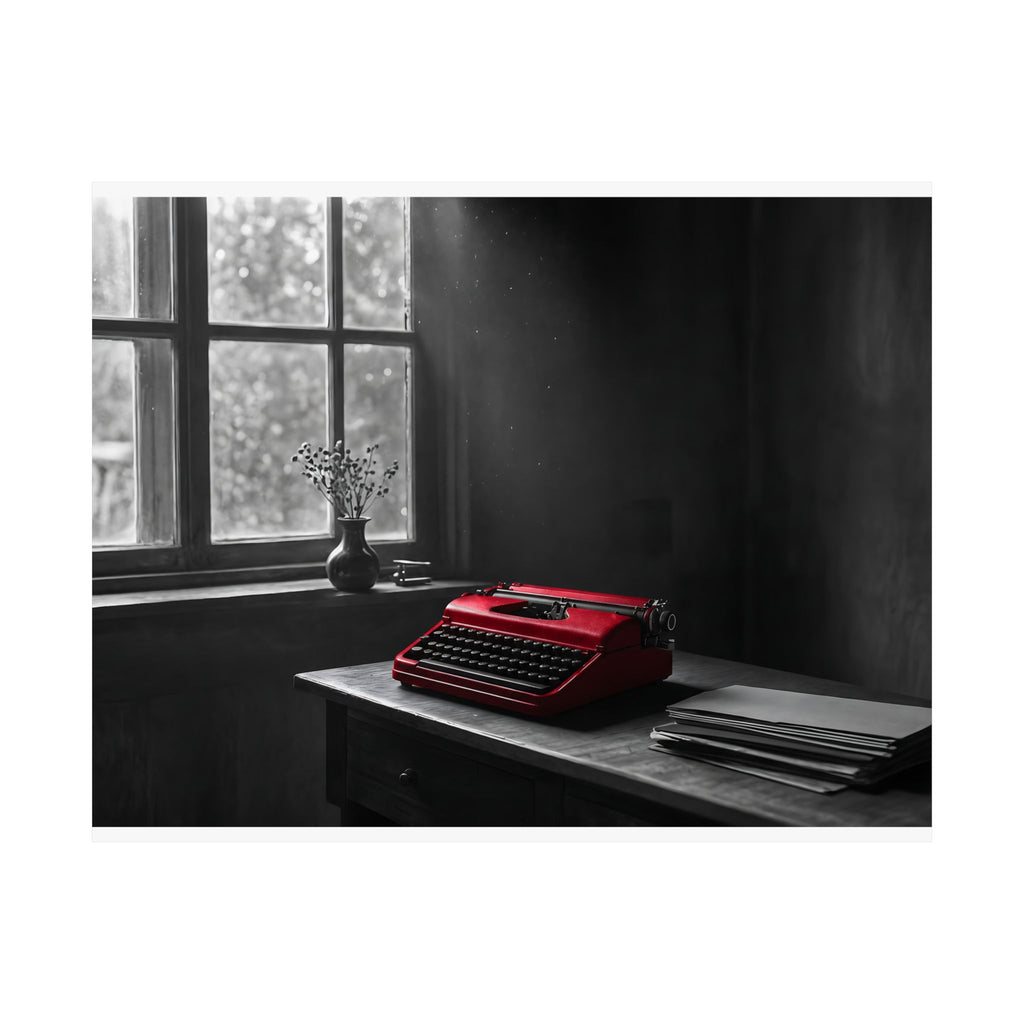 The Red Typewriter - Unique Office Wall Art | Matte Poster (Landscape)