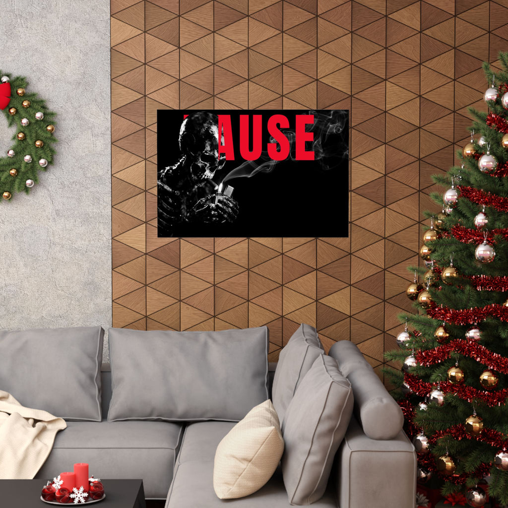 Pause (Landscape) - Smoking Skeleton Wall Art, Dark Gothic Man Cave | Matte Poster