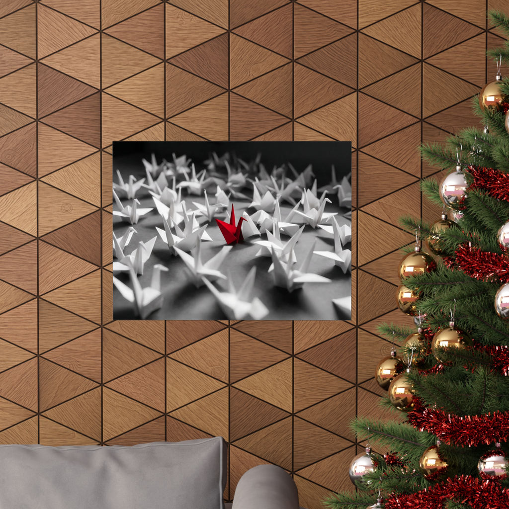 The Red Crane - Unique Wall Art For Office | Matte Poster (Landscape)