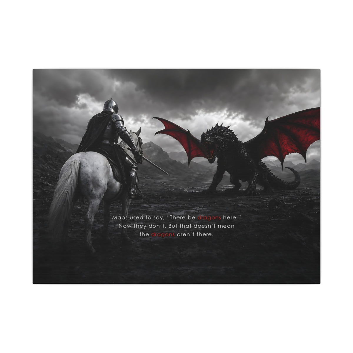 There Be Dragons - Man Cave Decor | Canvas (Landscape)