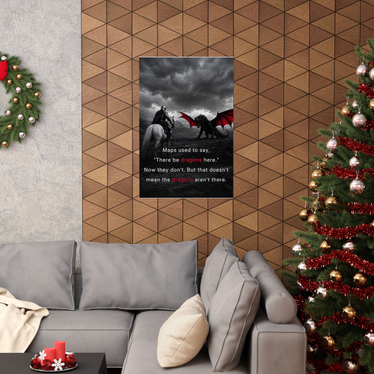 There Be Dragons - Man Cave Decor | Matte Poster
