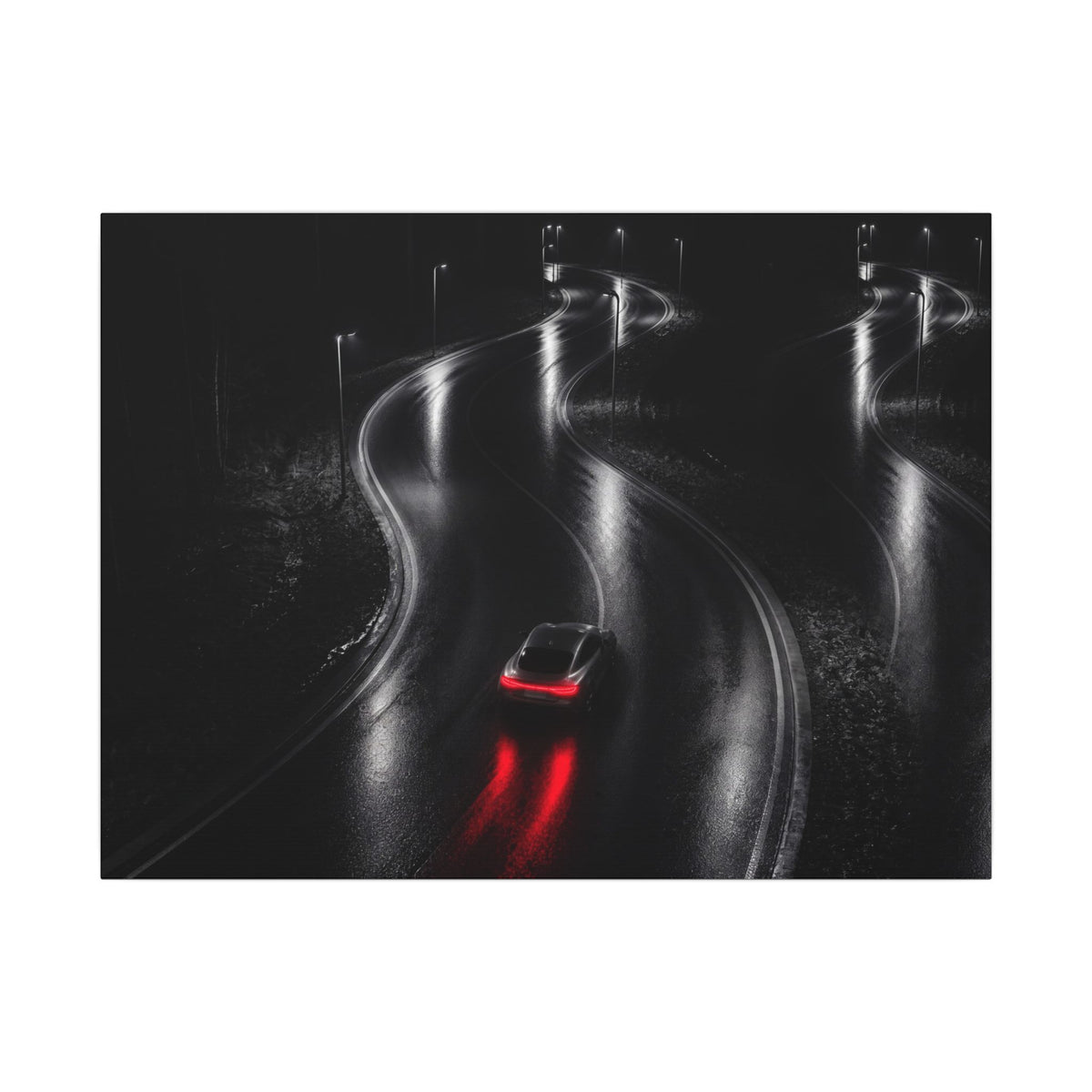 The Racing Line - Night Driving Wall Art | Canvas (Landscape)