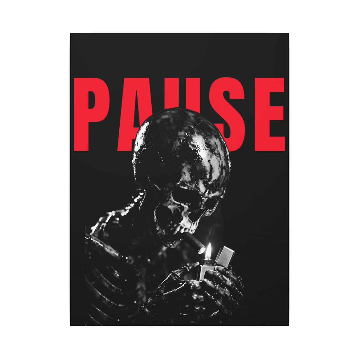 Pause - Smoking Skeleton Wall Art, Dark Gothic Man Cave | Canvas