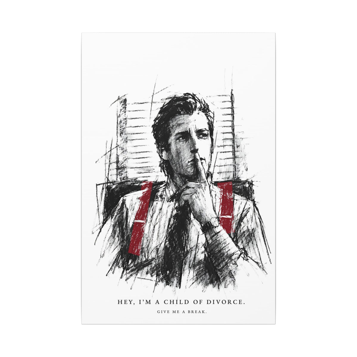 Child of Divorce Sketch - Dark Office Wall Art | Canvas