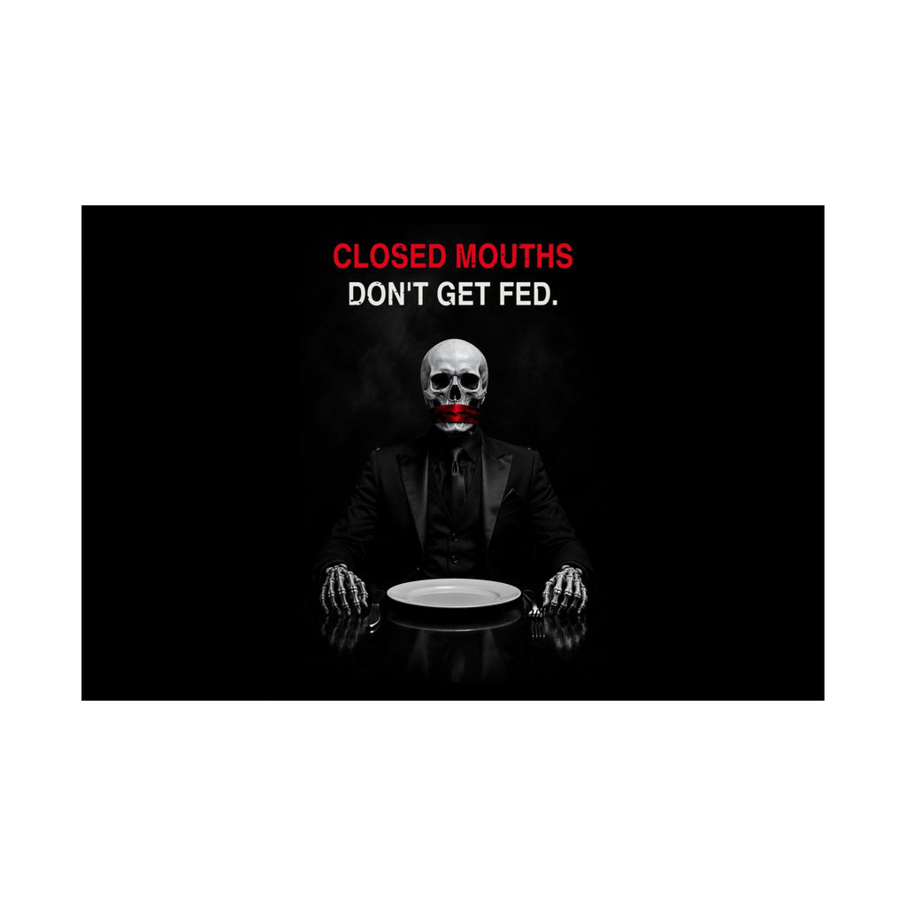 Closed Mouths - Dark Humor Wall Art | Matte Poster (Landscape)