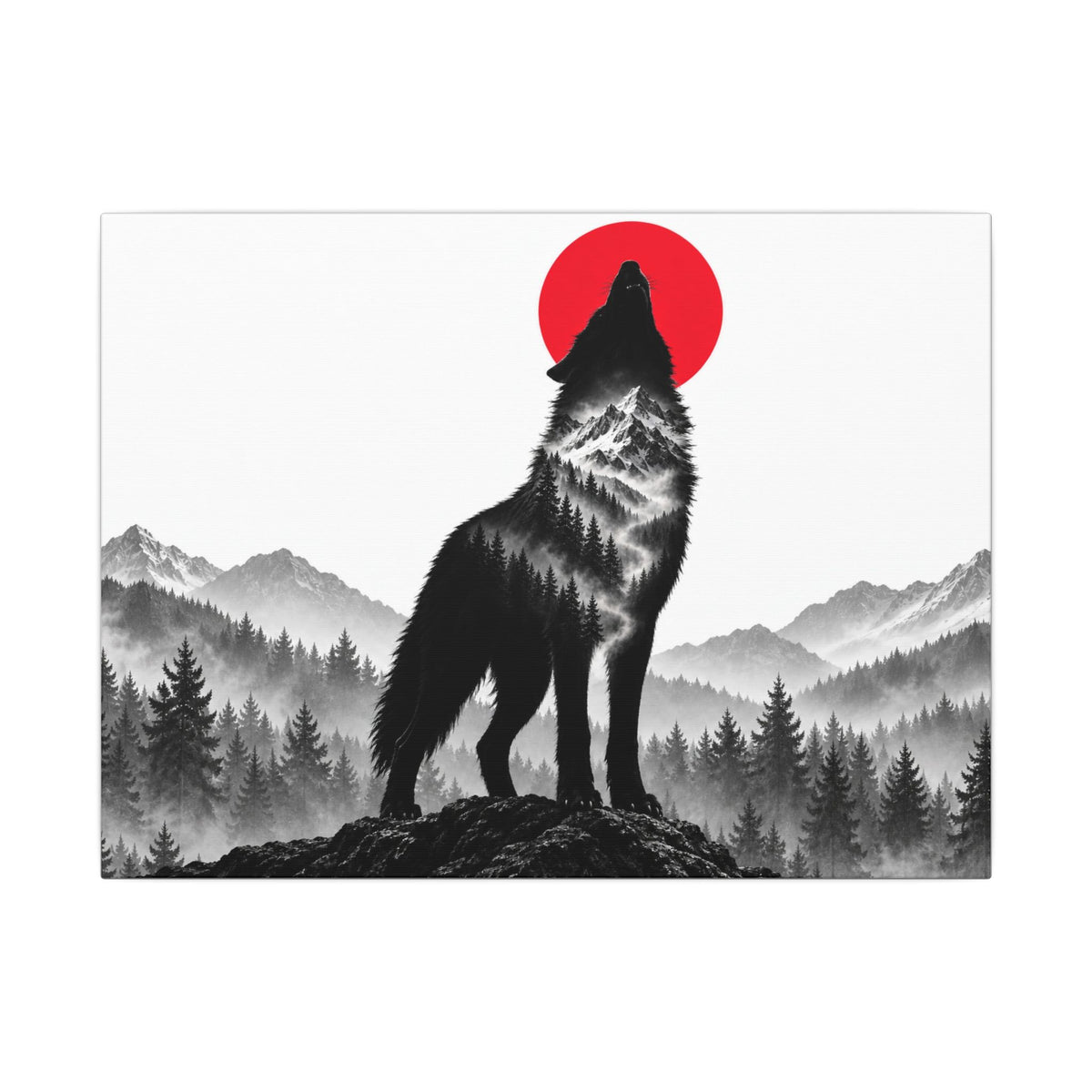 Howling Wolf - Dark Wall Art | Canvas (Landscape)