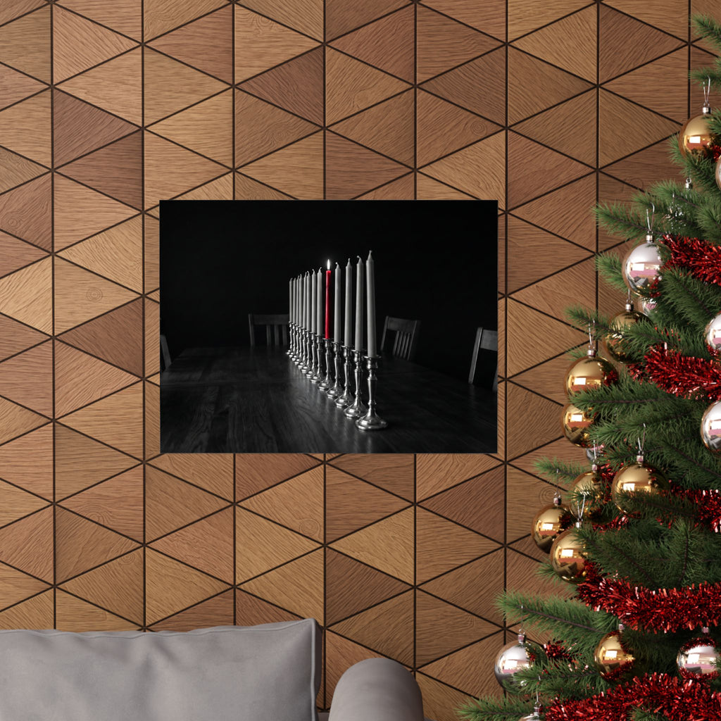 One Candle Lit - Dining Room Wall Art | Matte Poster (Landscape)