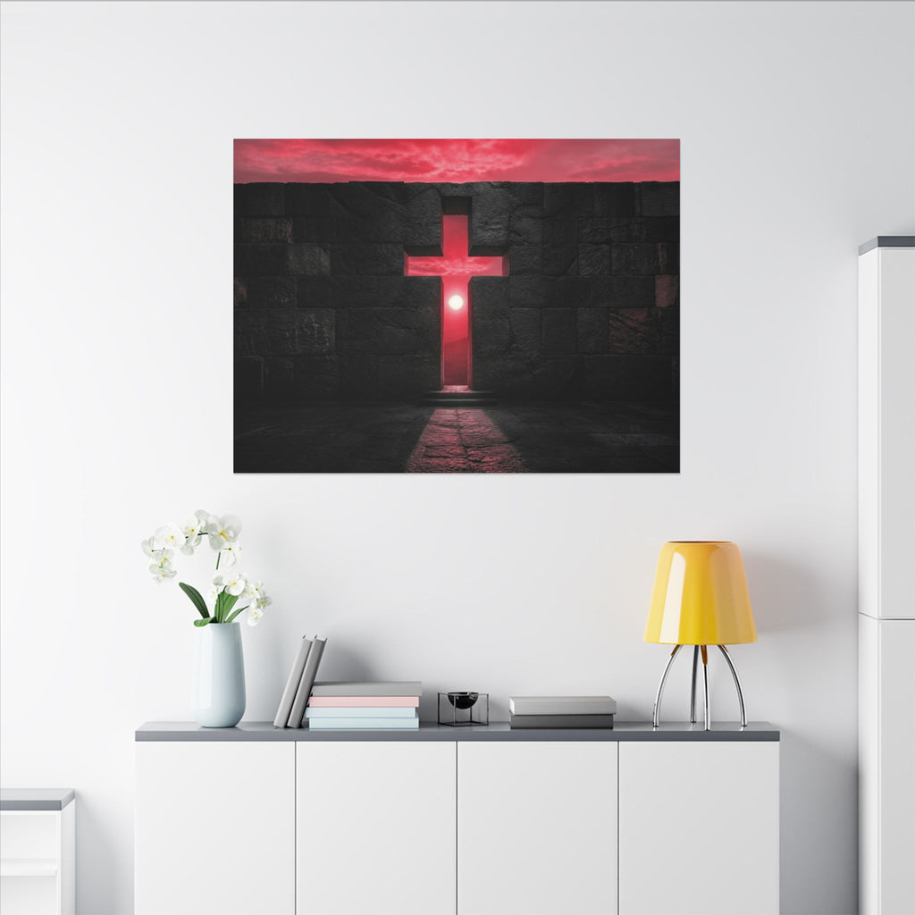 Light Through Stone - Modern Cross Wall Art | Canvas (Landscape)