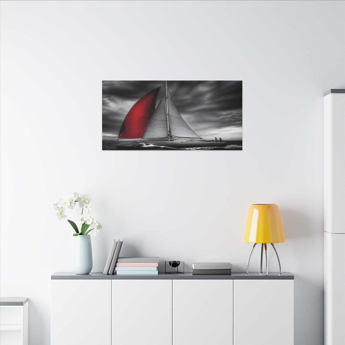 Red Sail - Large Wall Art for Bedroom | Canvas (Panoramic)