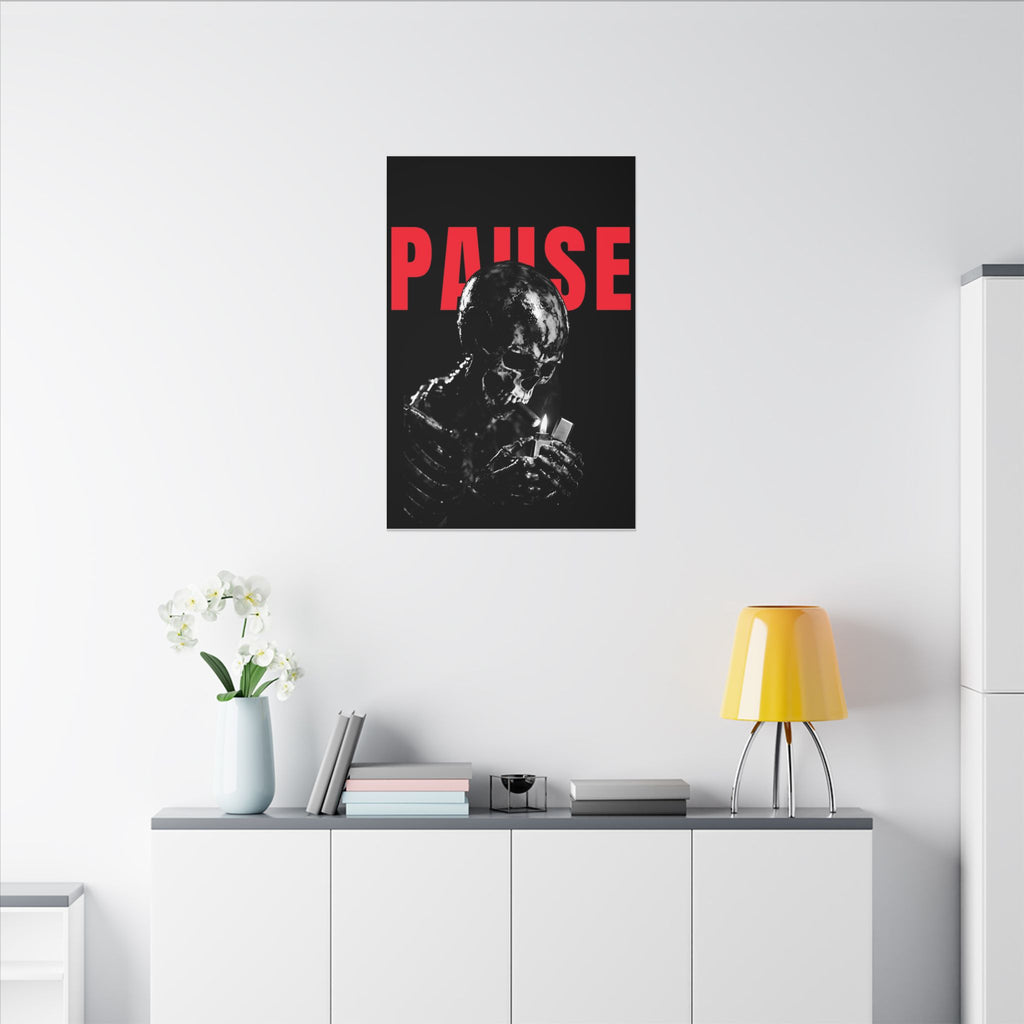 Pause - Smoking Skeleton Wall Art, Dark Gothic Man Cave | Canvas