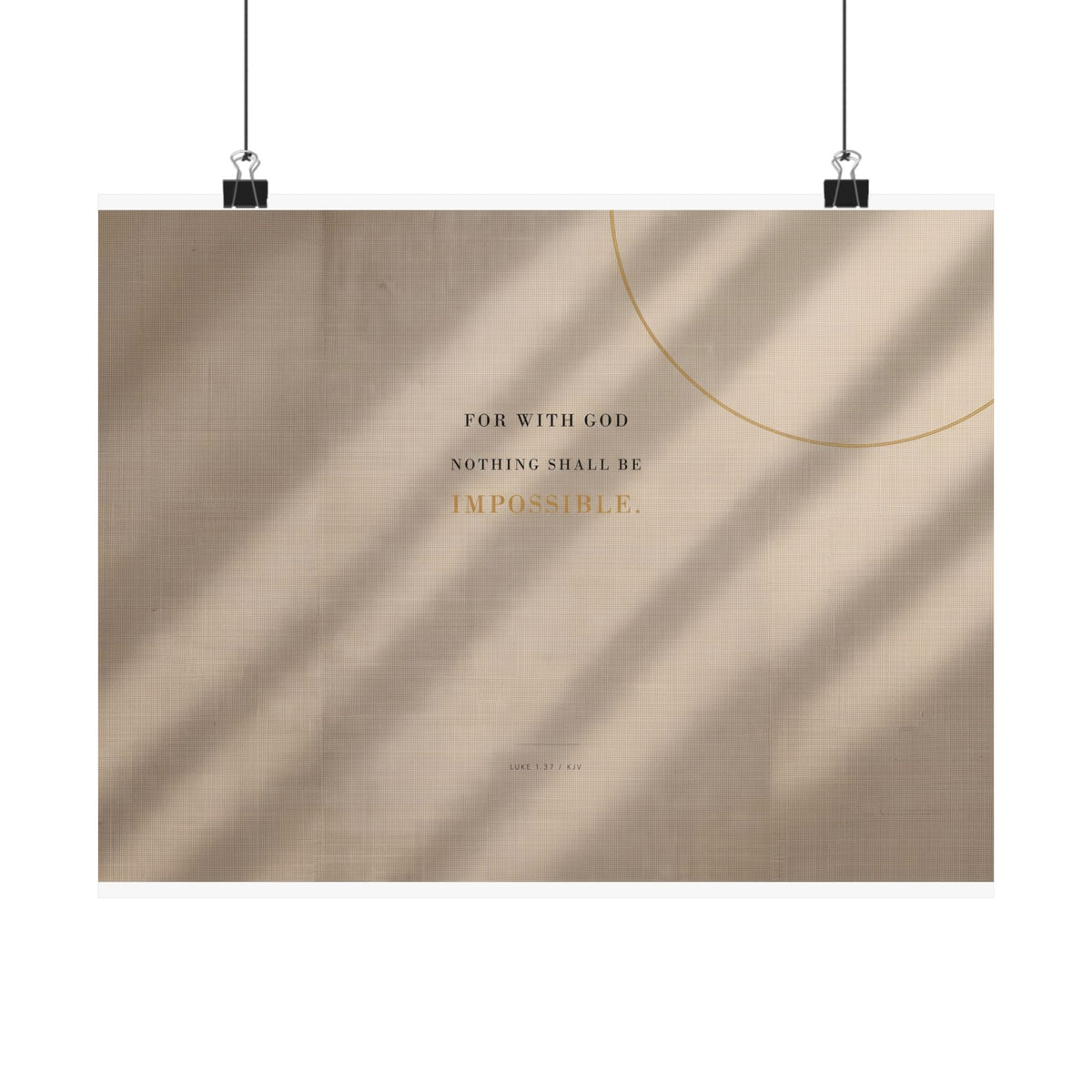 Nothing Shall Be Impossible - Luke 1:37 Bible Verse Wall Art | Matte Poster (Landscape)
