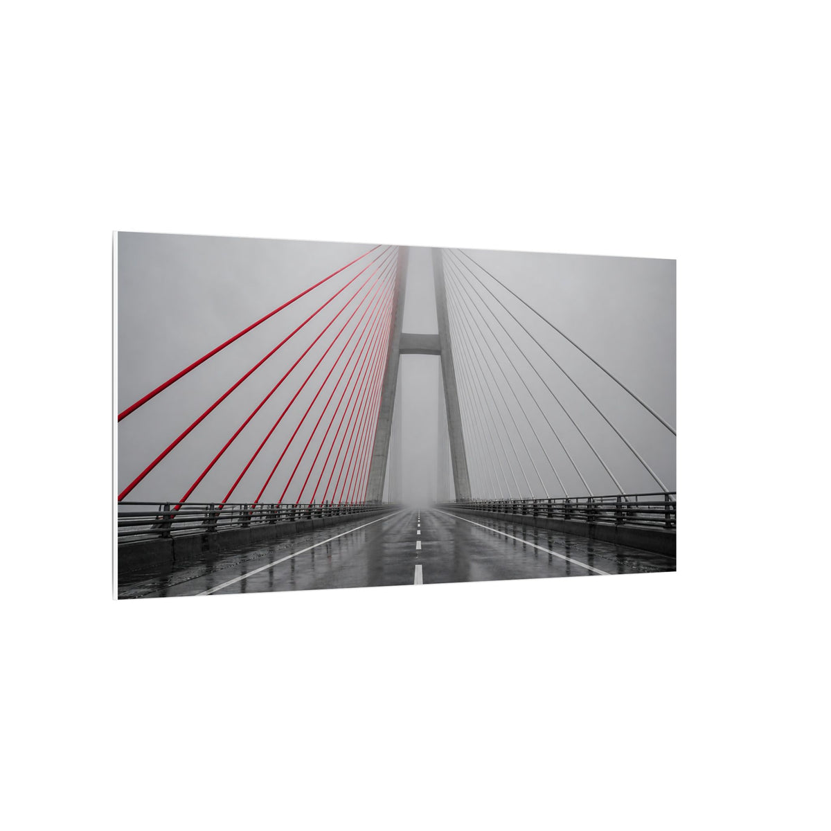 Span in Fog - Red and Black Wall Art | Canvas (Panoramic)