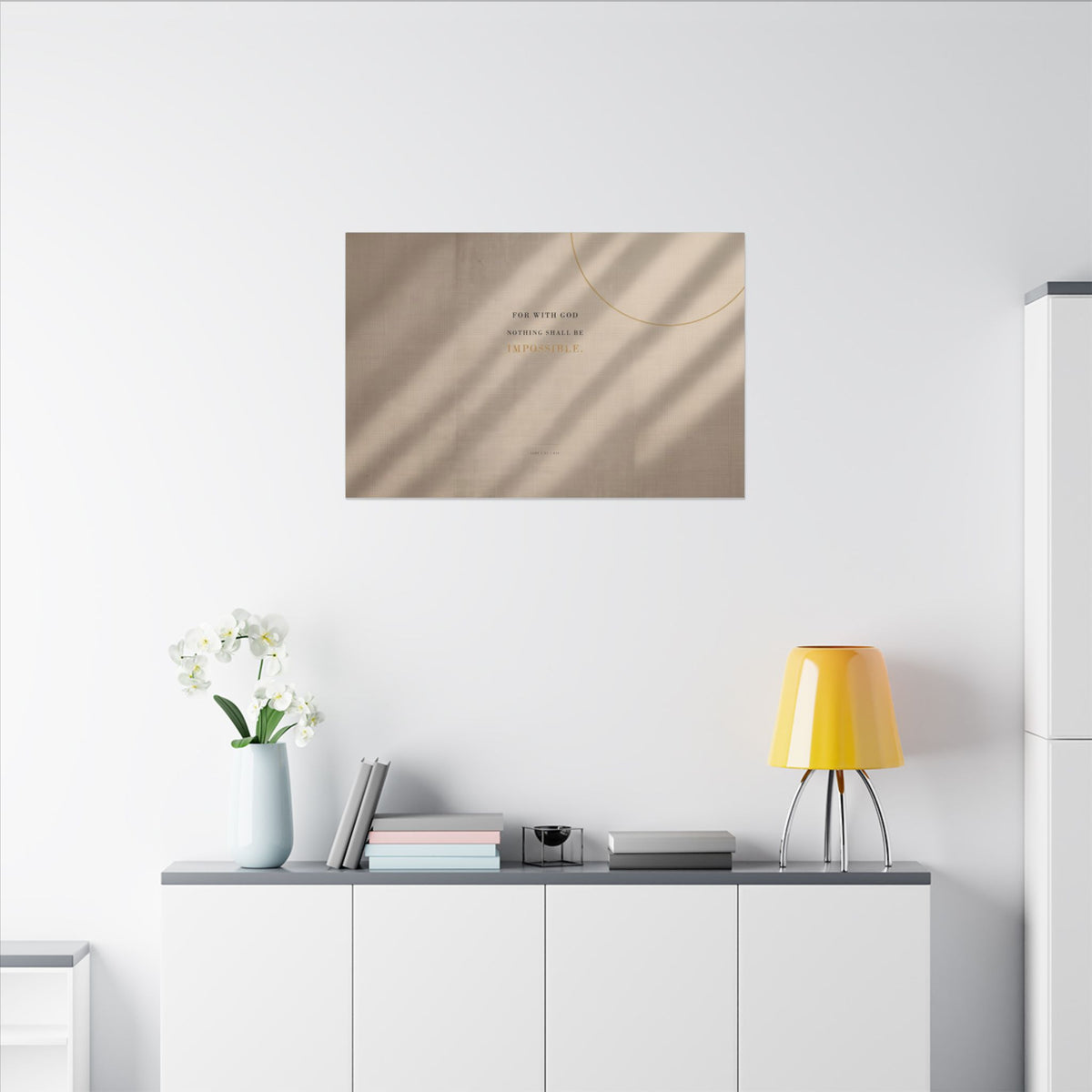Nothing Shall Be Impossible - Luke 1:37 Bible Verse Wall Art | Canvas (Landscape)