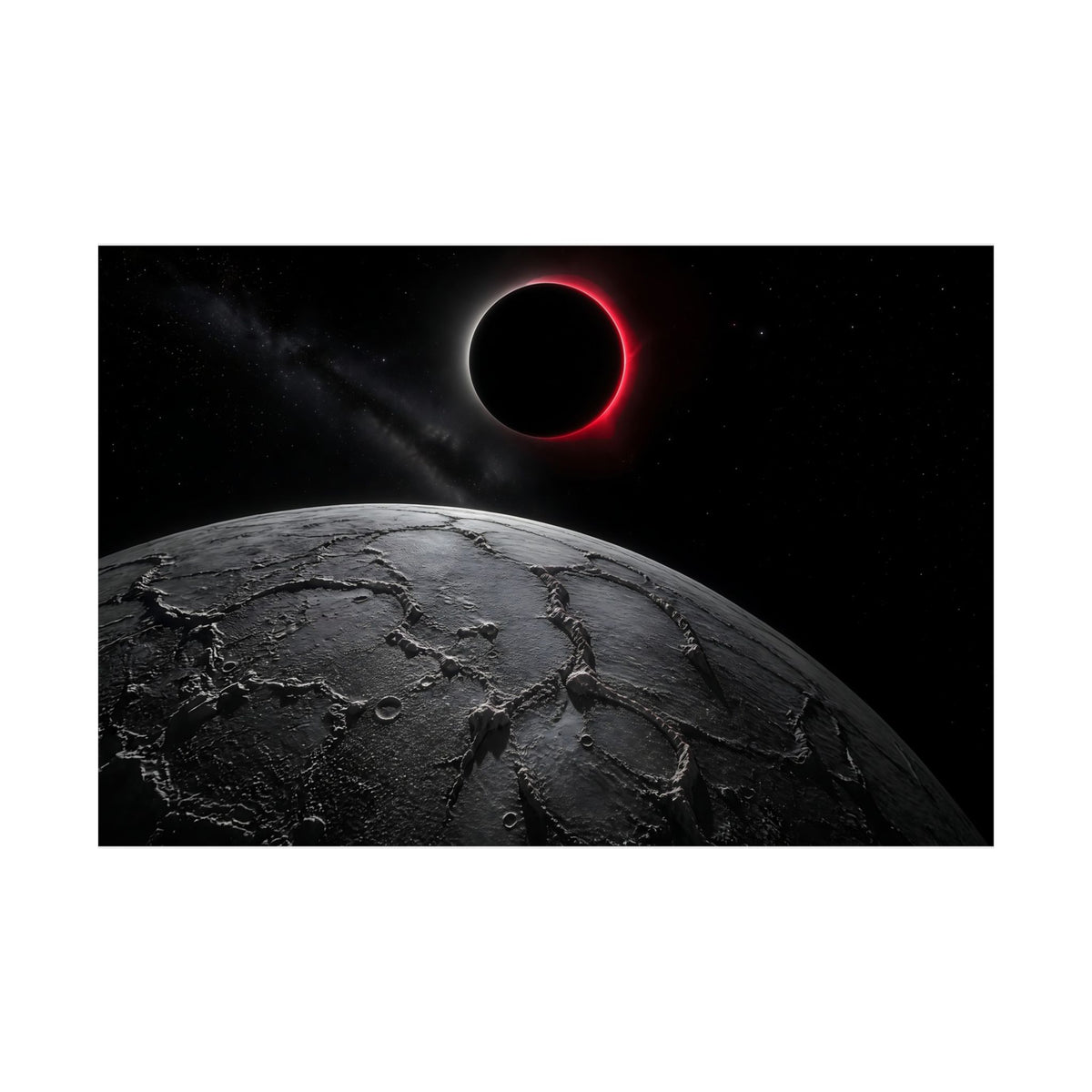 Red Eclipse - Moon Wall Art | Matte Poster (Landscape)