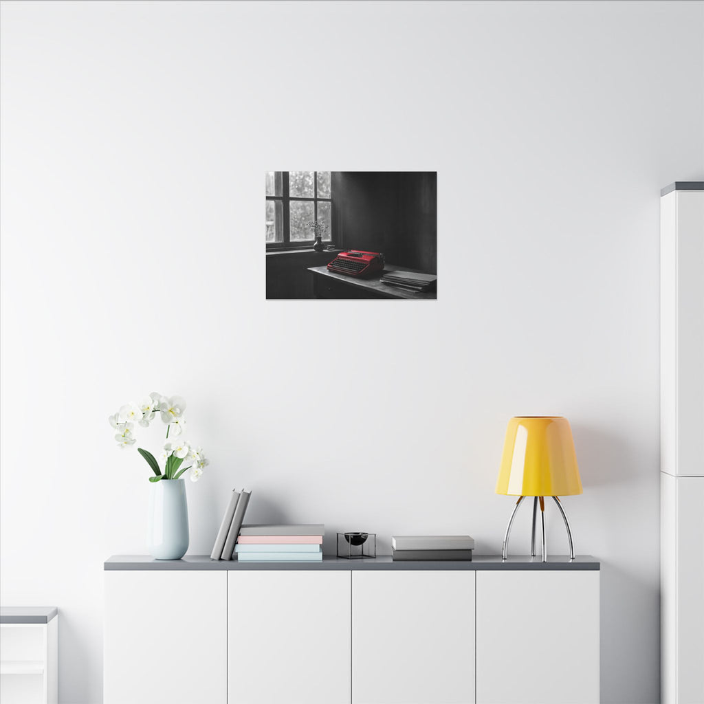 The Red Typewriter - Unique Office Wall Art | Canvas (Landscape)