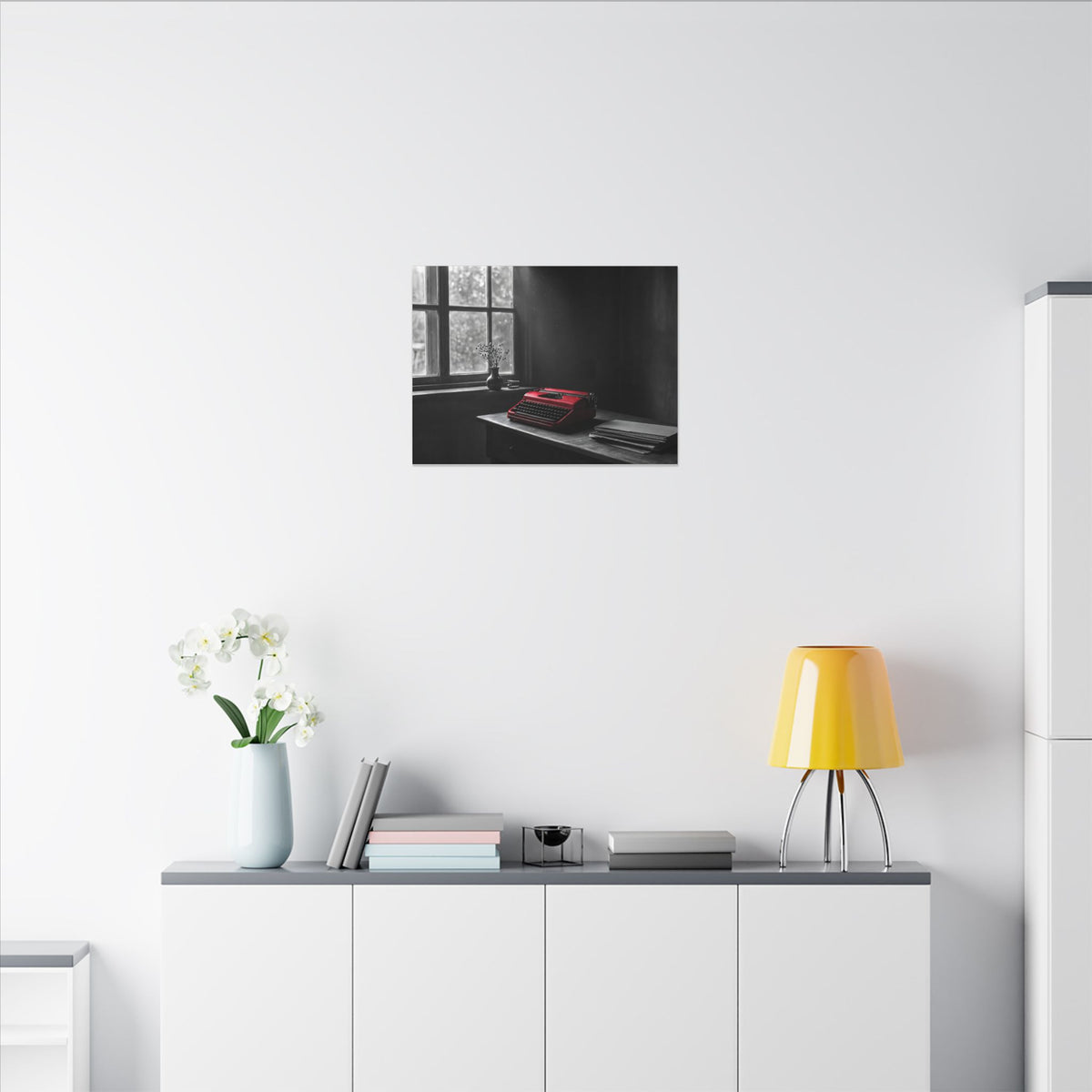 The Red Typewriter - Unique Office Wall Art | Canvas (Landscape)