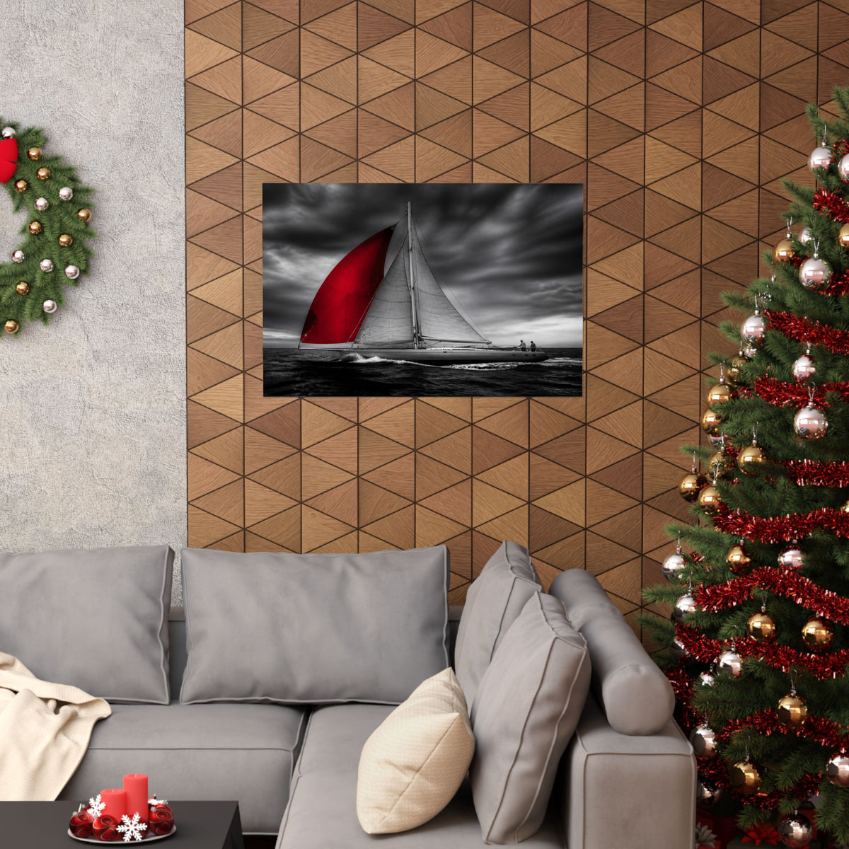 Red Sail - Large Wall Art for Bedroom | Matte Poster (Landscape)