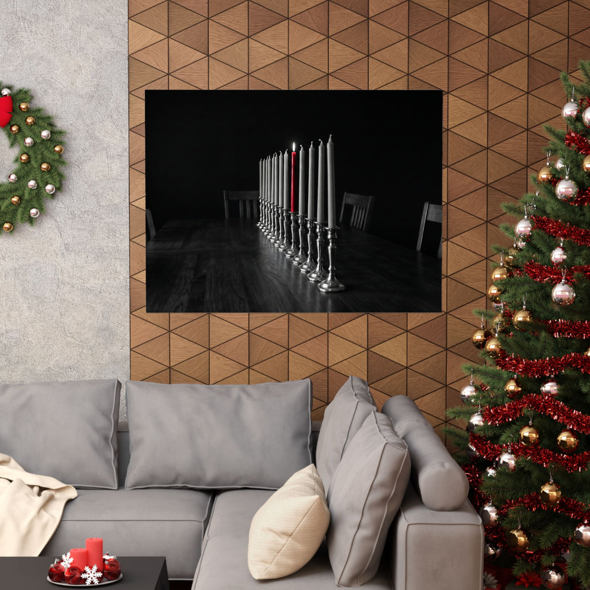 One Candle Lit - Dining Room Wall Art | Matte Poster (Landscape)