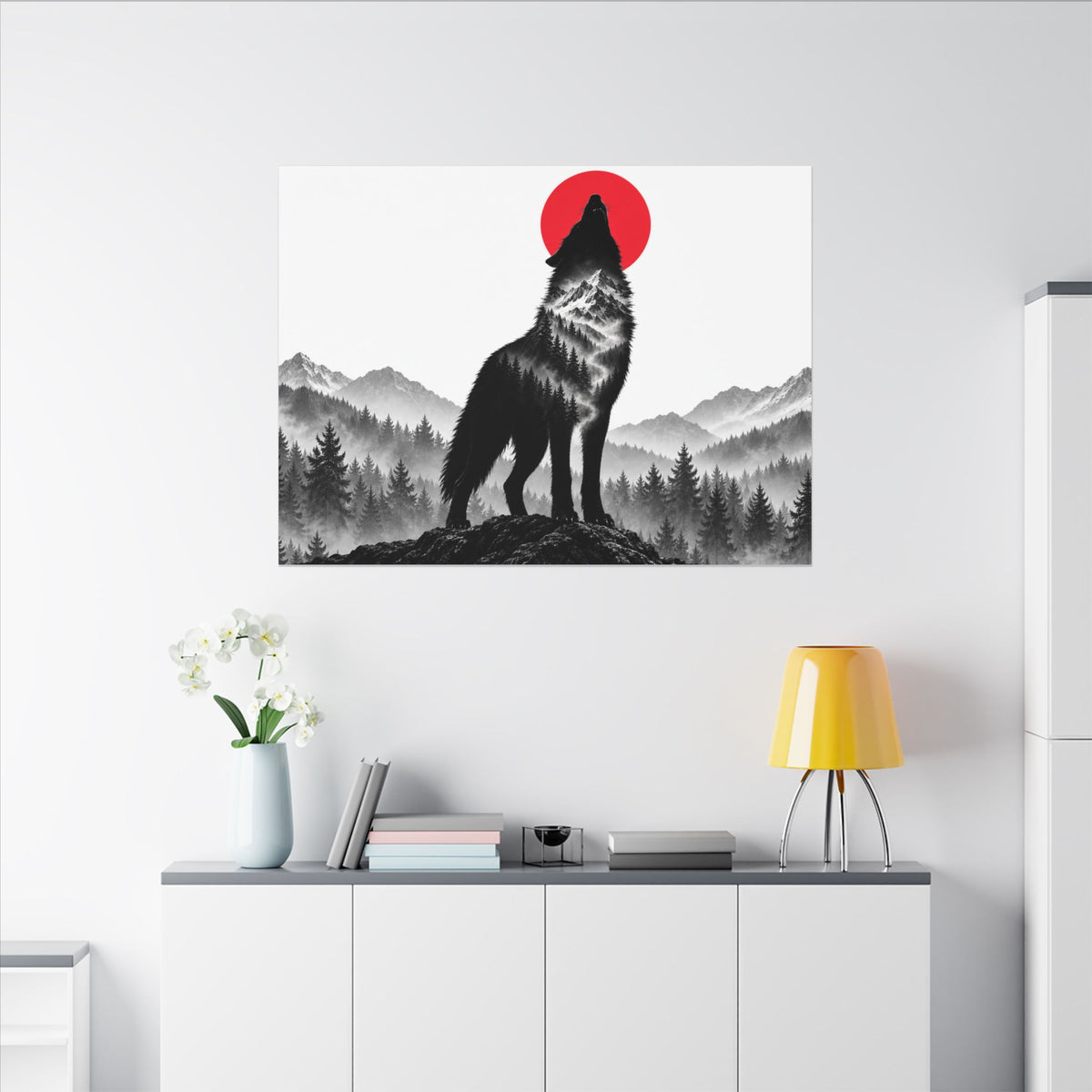 Howling Wolf - Dark Wall Art | Canvas (Landscape)
